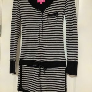 Victoria Secret Black, grey silver knit romper